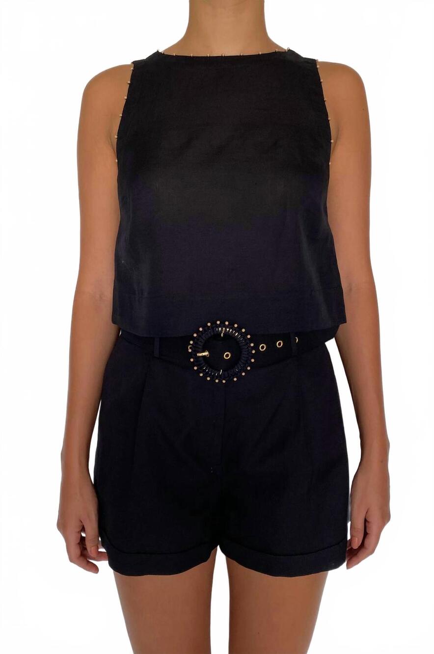 NEW HEMANT & NANDITA button detail crop top in black
